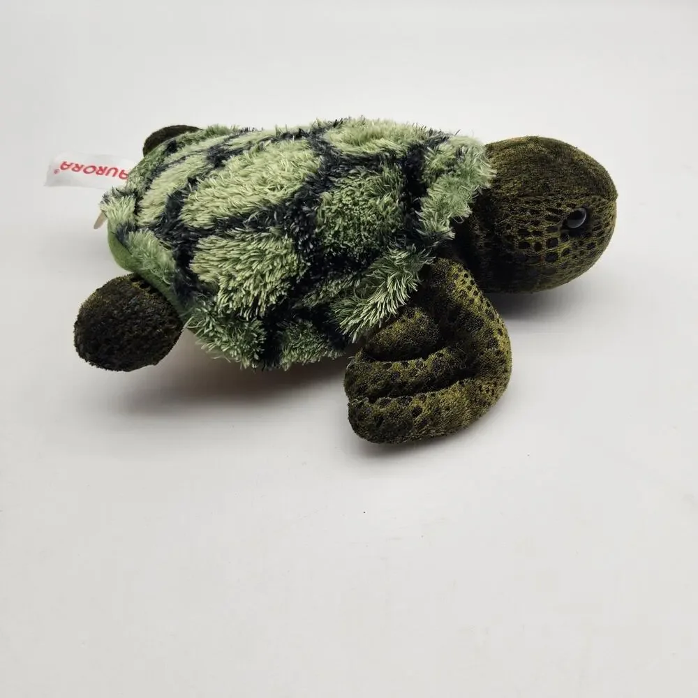Aurora World Sea Turtle Plush Stuffed‎ Animal Green Beanie Soft Toy Small Kids